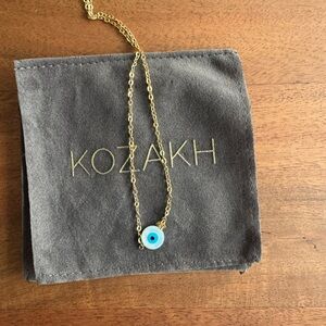 Kozakh Gold and Blue Evil Eye Necklace